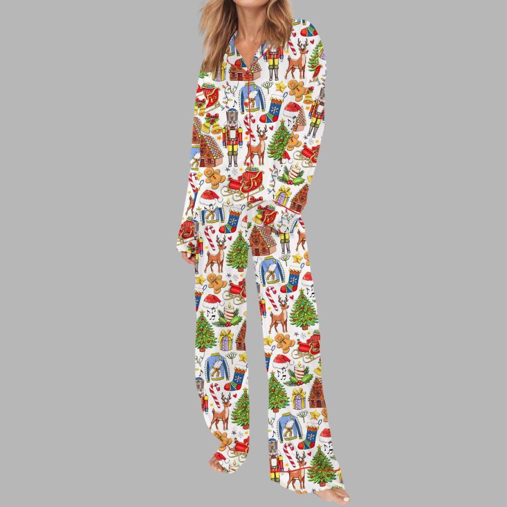 Christmas Vibes Silky Satin Pajama Set 3