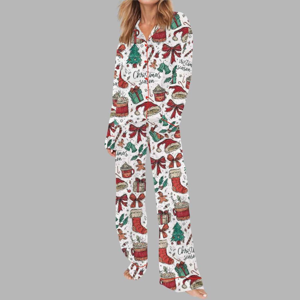 Coquette Christmas Silky Satin Pajama Set 3