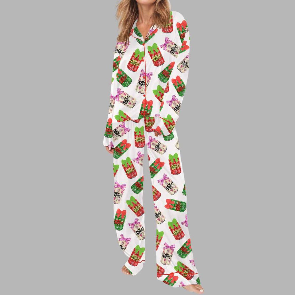 Coquette Pepper Drink Christmas Silky Satin Pajama Set 3