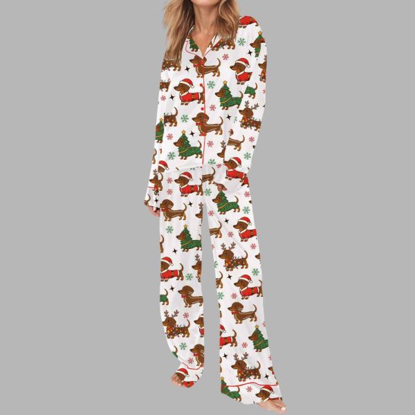 Dachshund Christmas Silky Satin Pajama Set 2