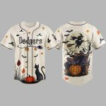 Dodgers Haunted Night Halloween Black Cat Pumpkin Jersey