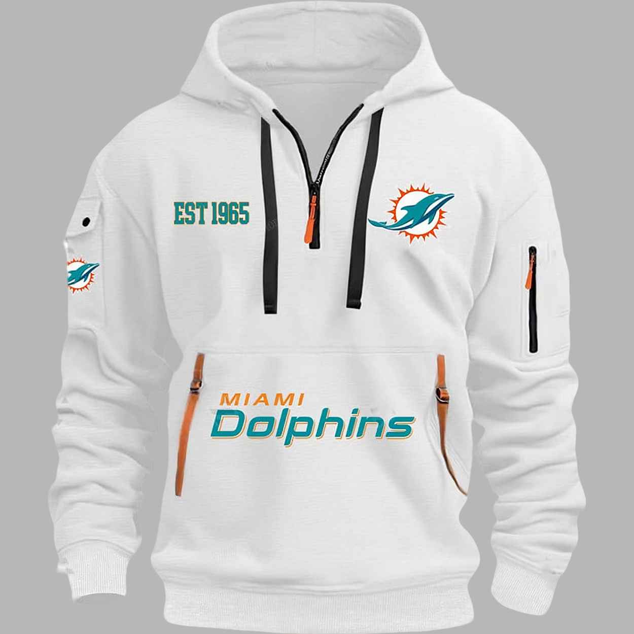 Dolphins EST 1965 Quarter Zip Hoodie - gullprint.com