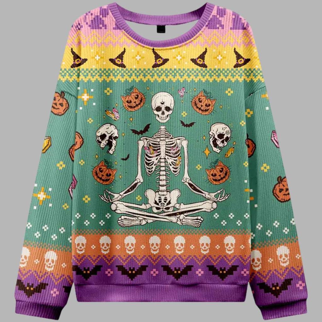 Funny Skeleton Halloween Ugly Sweater 3