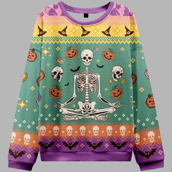 Funny Skeleton Halloween Ugly Sweater 3