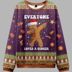 Gingerbread Dabbing Dance Christmas Purple Ugly Christmas Sweater