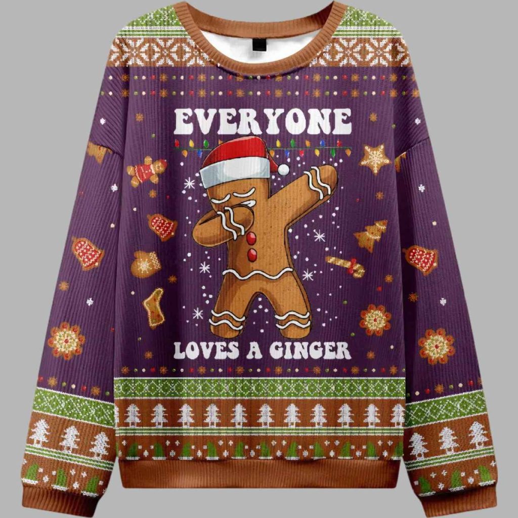 Gingerbread Dabbing Dance Christmas Purple Ugly Christmas Sweater 3