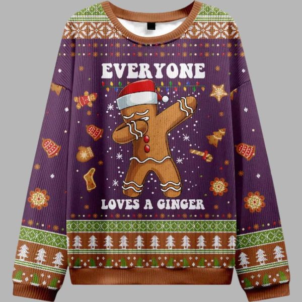 Gingerbread Dabbing Dance Christmas Purple Ugly Christmas Sweater 3