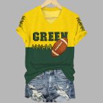 Green Packers Retro American Football Printed Casual T-Shirt