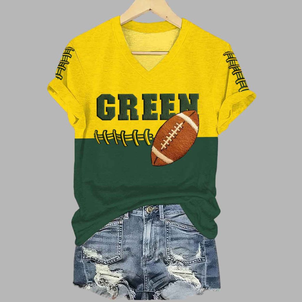 Green Packers Retro American Football Printed Casual T Shirt 3