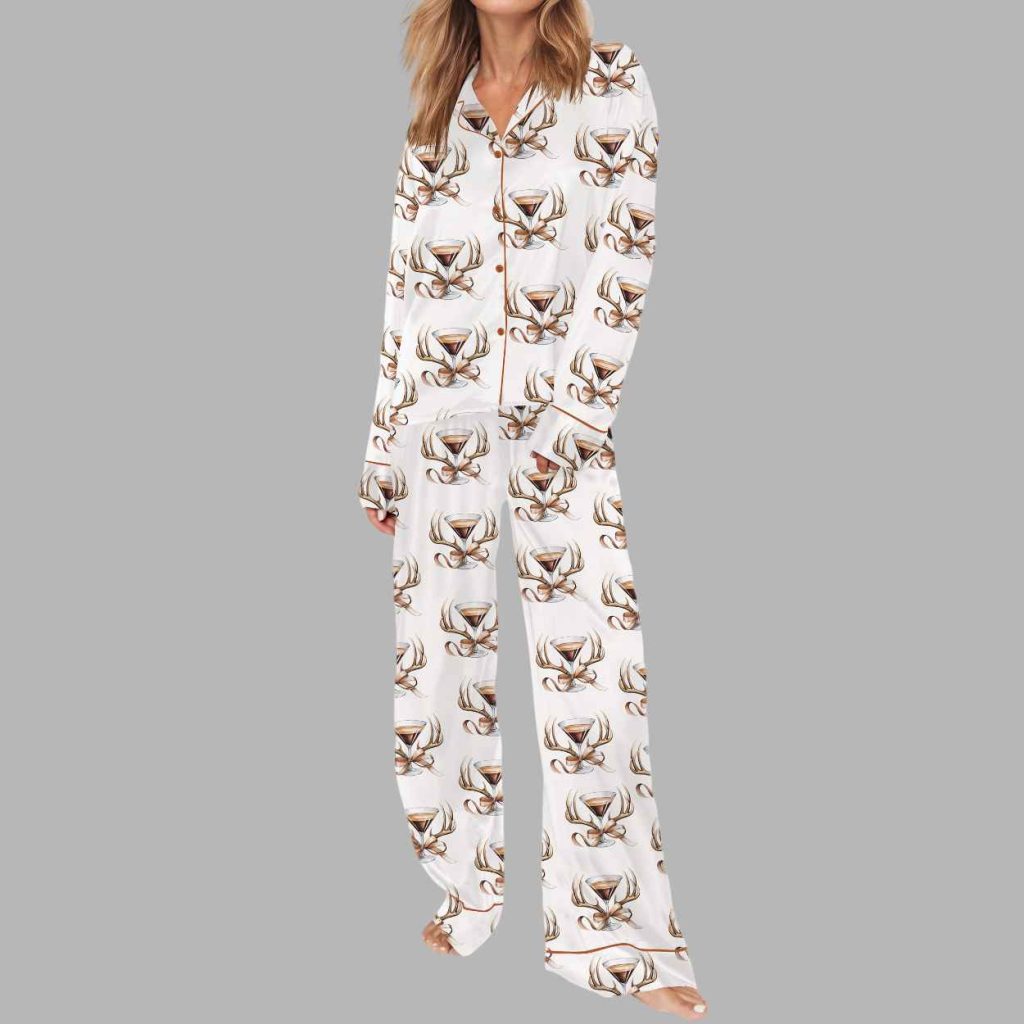 Hunting Antlers Espresso Martini Silky Satin Pajama Set 2