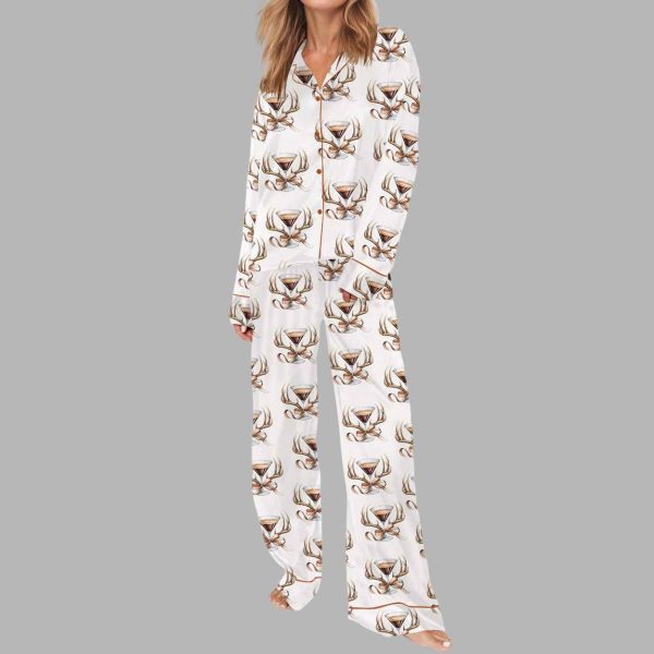 Hunting Antlers Espresso Martini Silky Satin Pajama Set 2