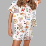 Italy Watercolour Travel Silky Satin Pajama Set