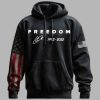 Mens Freedom Print Long sleeved Hooded Sweatshirt 3