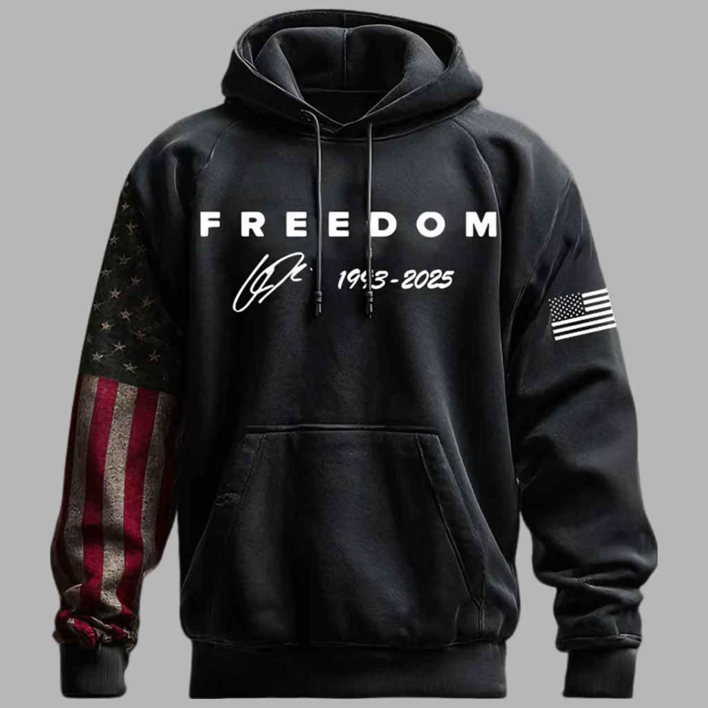 Mens Freedom Print Long sleeved Hooded Sweatshirt 3