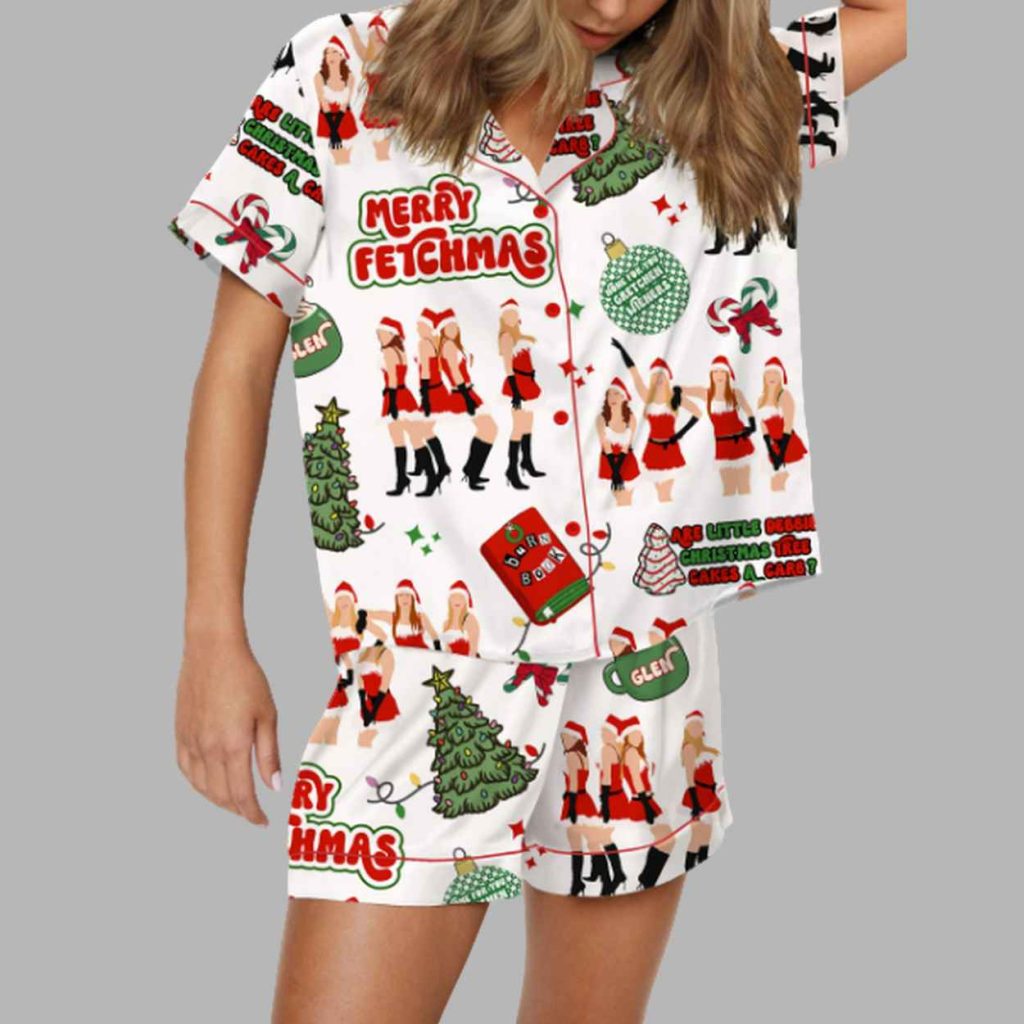 Merry Fetchmas Silky Satin Pajama Set 4