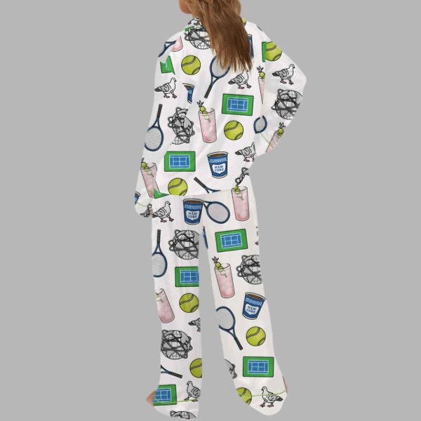 NYC Flushing Queens Tennis Silky Satin Pajama Set 3