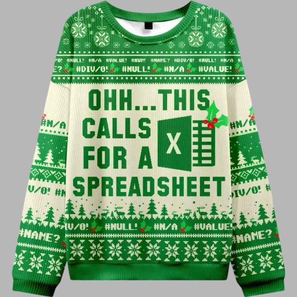 Ohh This Calls For A Spreadsheet Ugly Christmas Sweater 3