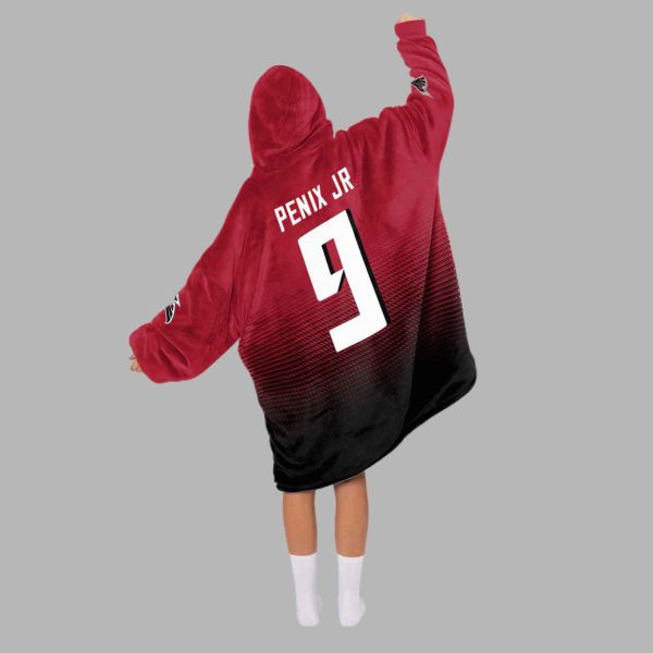 Penix Jr 9 Atlanta Football Unisex Blanket Hoodie 3