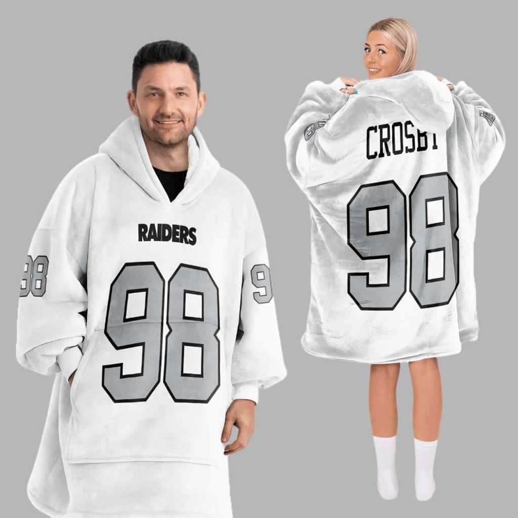 Raiders Crosby 98 Football Blanket Hoodie 3
