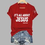 Retro It's All About Jesus Charlie Kirk Print T-Shirt