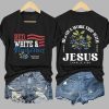 Retro Red White and Blueberries Hes On A Work Trip With Jesus Print T Shirt 3