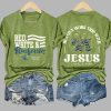 Retro Red White and Blueberries Hes On A Work Trip With Jesus Print T Shirt 7
