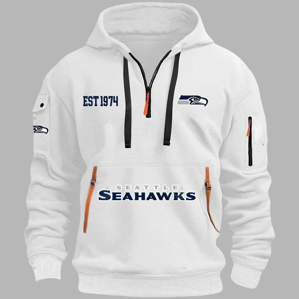 Seahawks EST 1974 Quarter Zip Hoodie 3