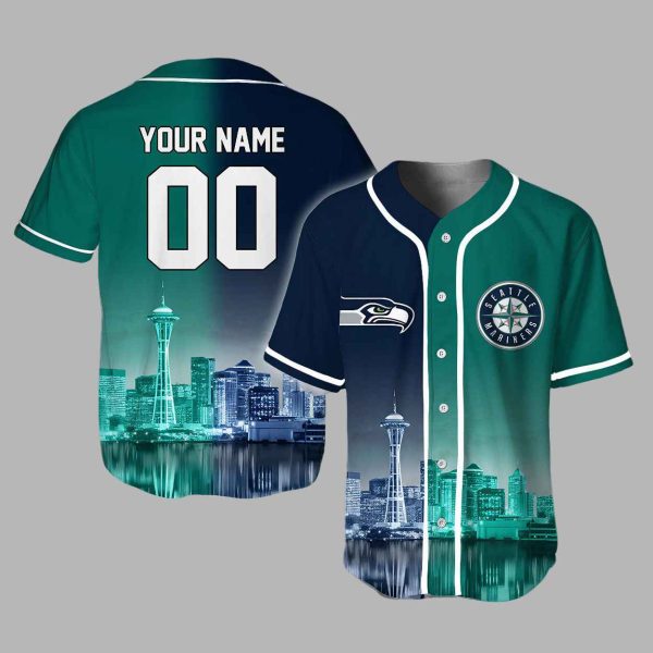 Seahawks x Mariners 3D Baseball Jersey 2