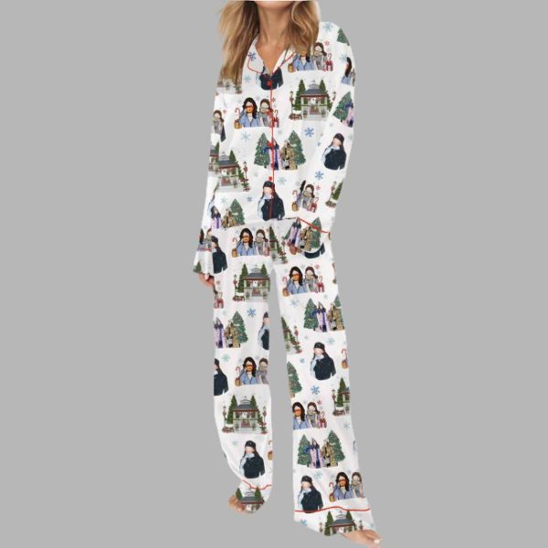 Stars Hollow Christmas Silky Satin Pajama Set 3