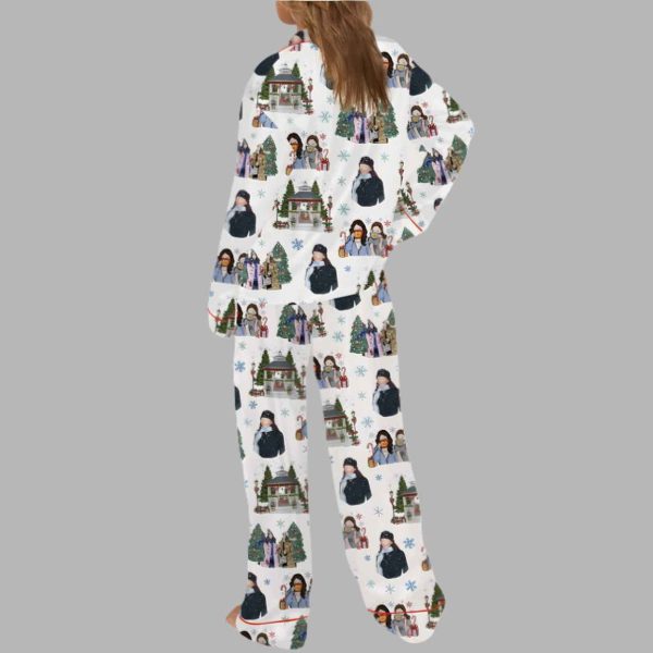 Stars Hollow Christmas Silky Satin Pajama Set 4