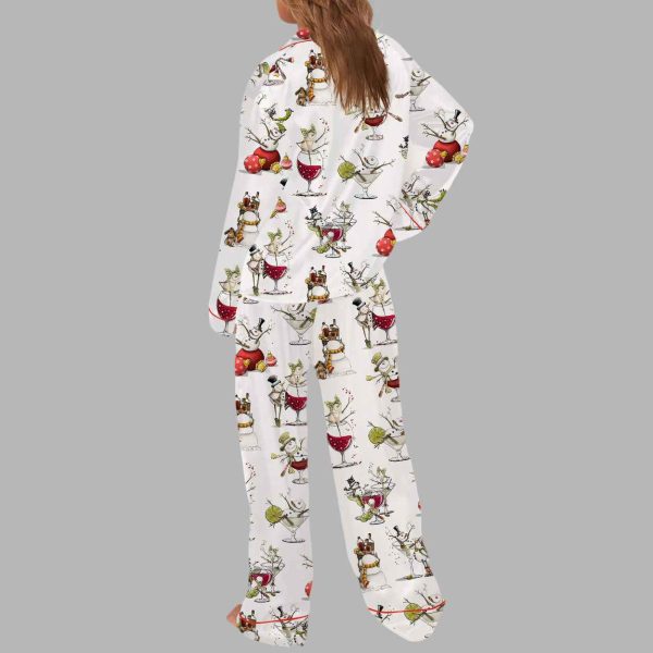 Tipsy Snowman Silky Satin Pajama Set 2