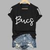 Womens Bucs Football Print V Neck T Shirt 2