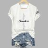 Womens Freedom Commemorative Print V Neck T shirt 1