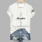 Women's Freedom Commemorative Print V Neck T-shirt