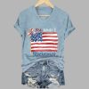 Womens Red White And Blueberries Print V Neck T shirt 6