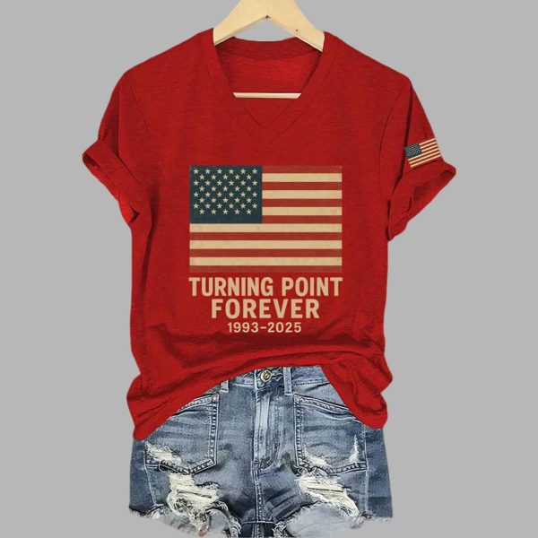 Womens Turning Point Forever 1993 2025 Hot Spot Print V Neck T Shirt 4