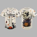 Yankees Haunted Night Halloween Black Cat Pumpkin Jersey