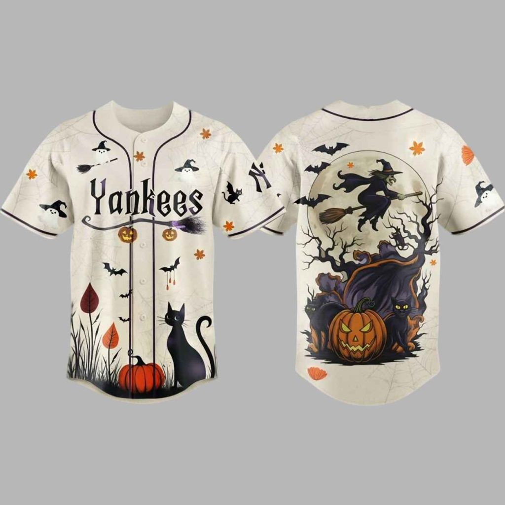 Yankees Haunted Night Halloween Black Cat Pumpkin Jersey 3 Yankees Haunted Night Halloween Black Cat Pumpkin Jersey 3