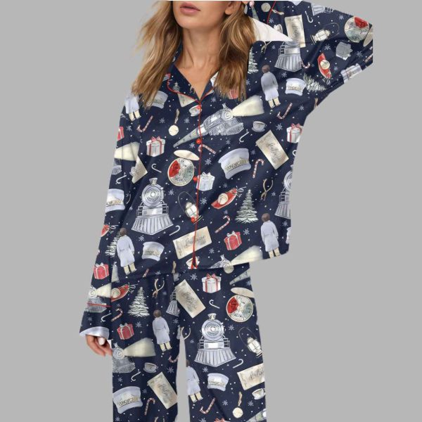 Polar Express Christmas Silky Satin Pajama Set 2
