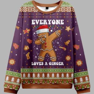 Gingerbread Dabbing Dance Christmas Purple Ugly Christmas Sweater 2