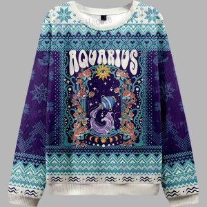 Aquarius Spirit Zodiac Ugly Christmas Sweater 1
