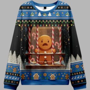 The Gingerbread Man Is Watching You In Prison Christmas Ugly Sweater 2