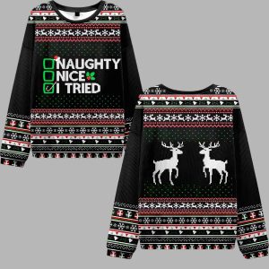 Naughty Nice I Tried Ugly Christmas Sweater 2
