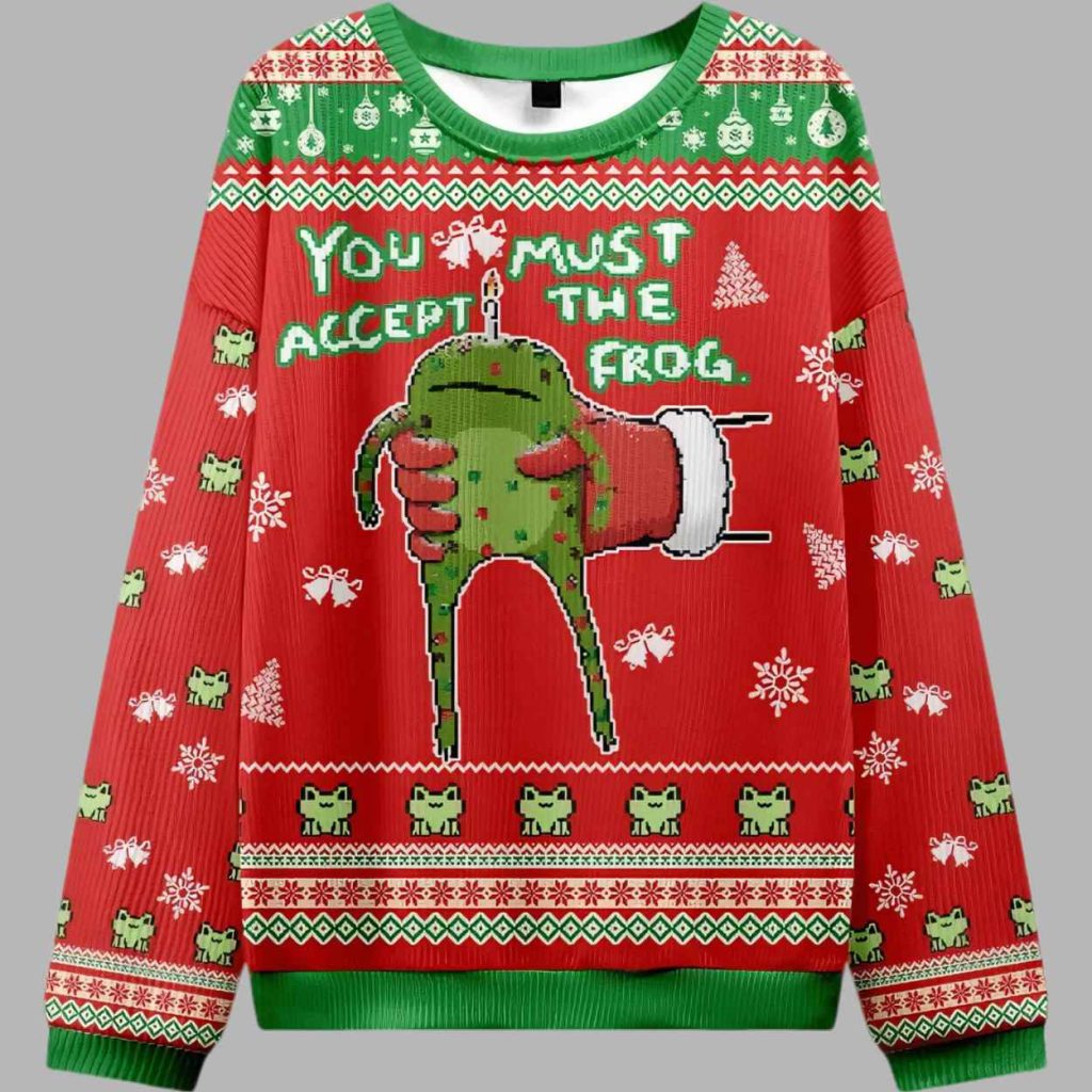 Accept Japanese Frog Ugly Christmas Sweater 3
