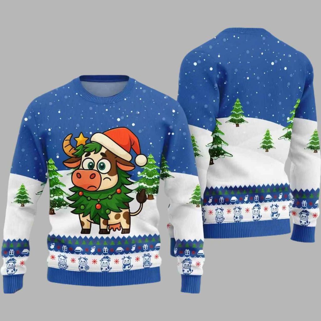 Adorable Santa Cow Ugly Christmas Sweater 2