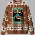 Black Cat Are You Reading Ugly Christmas Sweater