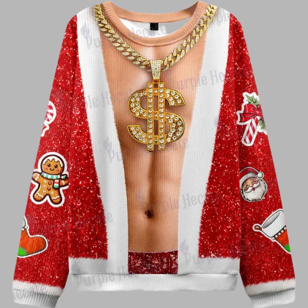 Bling Santa Body Ugly Christmas Sweater 3