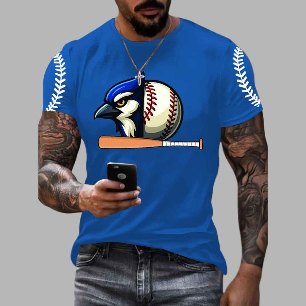 Blue Jays Mens baseball print short sleeved T shirt 3