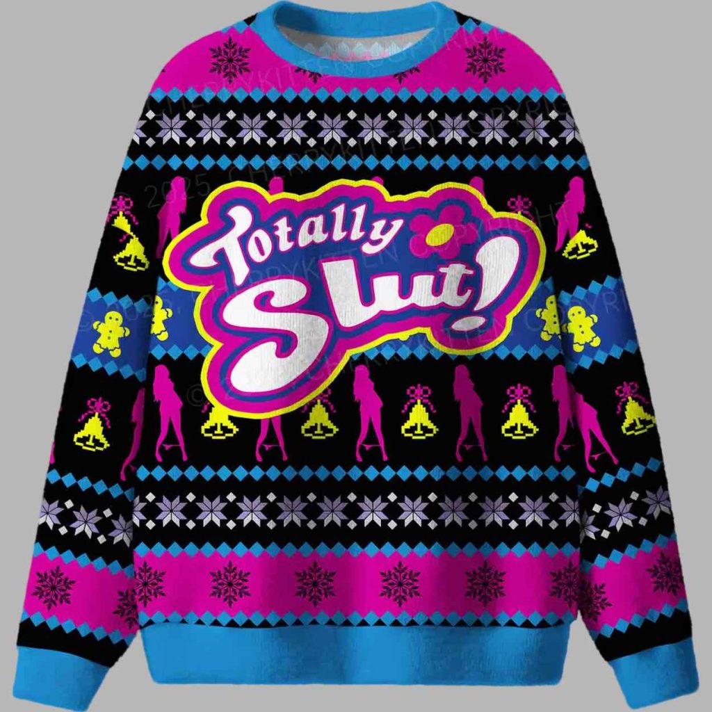 Blue Totally Slut Ugly Christmas Sweater 3 Blue Totally Slut Ugly Christmas Sweater 3