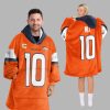 Bo Nix 10 Captain Denver Football Unisex Blanket Hoodie 1